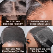 5x5HD Lace Wear Go Glueless Wig Straight Pre-Cut Lace Closure 100 Virgin Human Hair Natural Color Wig