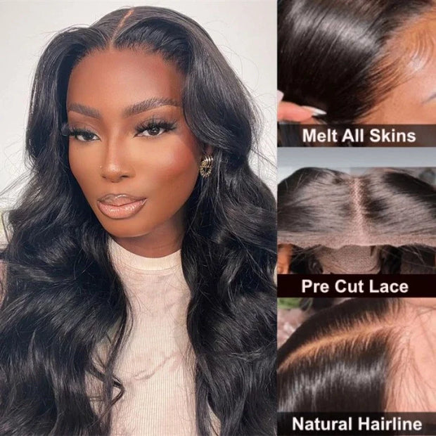 5x5HD Lace Wig Wear Go Glueless Body Wave Pre-Cut Lace Closure 100 Virgin Human Hair Natural Color Wig