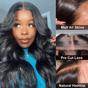 5x5HD Lace Wig Wear Go Glueless Body Wave Pre-Cut Lace Closure 100 Virgin Human Hair Natural Color Wig