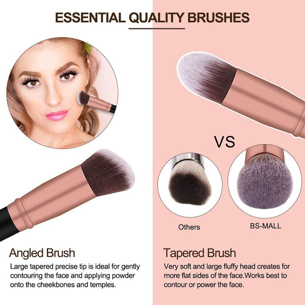 BS-MALL 16pcs Makeup Brushes  Premium Synthetic Professional Makeup Eye Brushes Kit(Rose Gold)