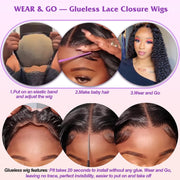5x5HD Lace Wig Wear Go Glueless Deep Wave Pre-Cut Lace Closure 100 Virgin Human Hair Natural Color Wig