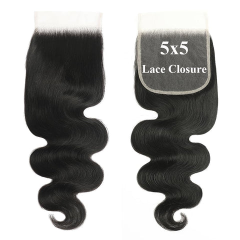 3 Bundles 5x5 HD Lace Closure Virgin Human Hair Body Wave