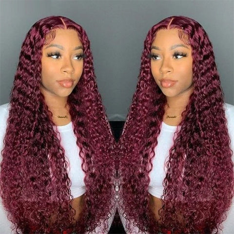 3 Bundles with 13x4 Lace Frontal Jerry Curl Color #99J Burgundy Brazilian Virgin Hair