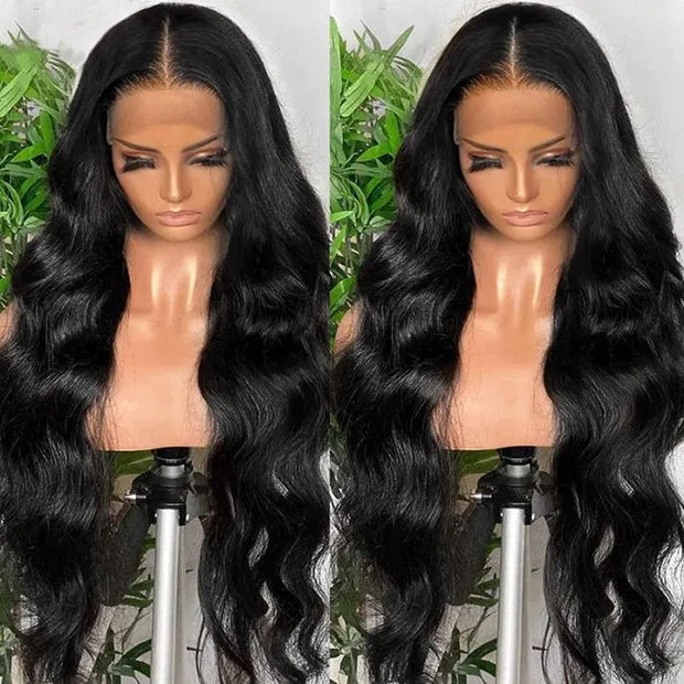 13x4 Lace Body Wave Wig Frontal 100 Human Virgin Remy Natural Black Hair