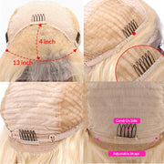 13x6 Transparent Lace Blonde Straight Wig Bob Bleached Knots Silky Short Wigs