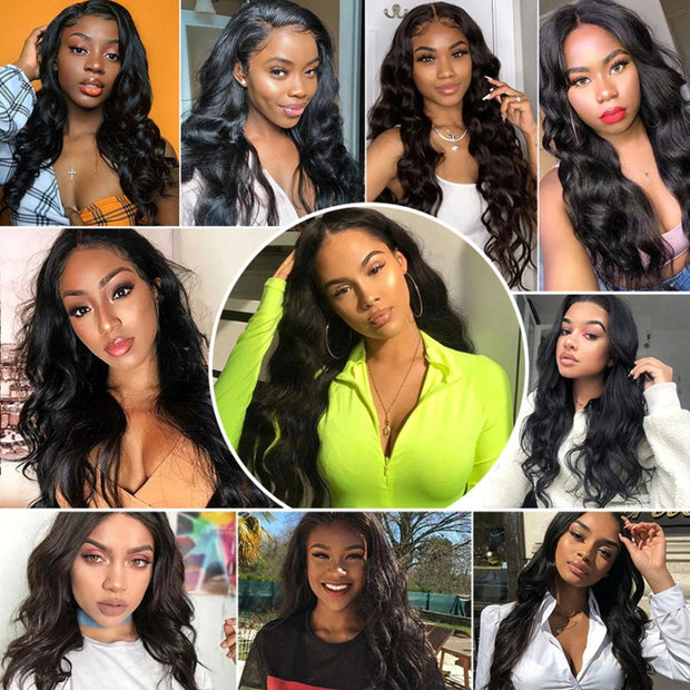 4x4 Transparent Lace Body Wave Wig Closure 100 Human Remy Hair Middle Part Wig