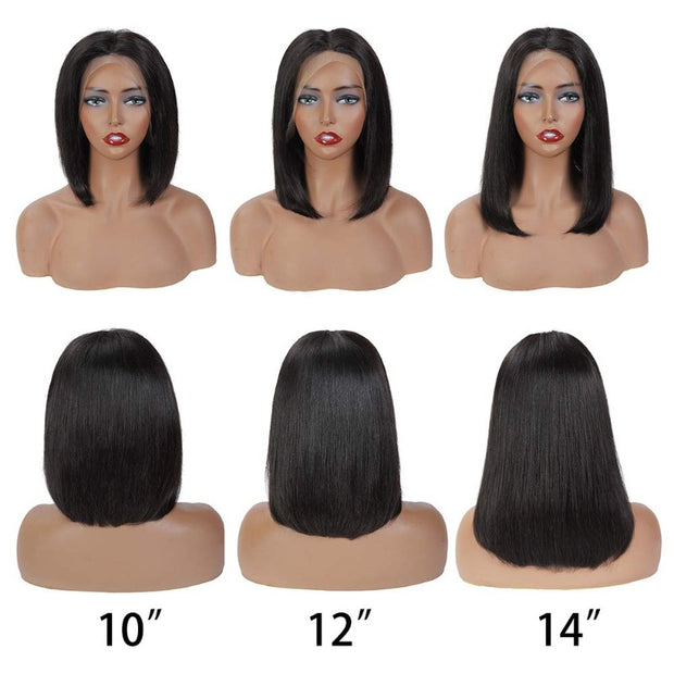 13X4 Transparent Lace Short Front Wigs 100% Virgin Human Hair