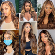 13x6HD Lace Highlight1B/30P27 Bounce Body Wave Wig Frontal High Quality 100 Human Remy Mink Hair Wig