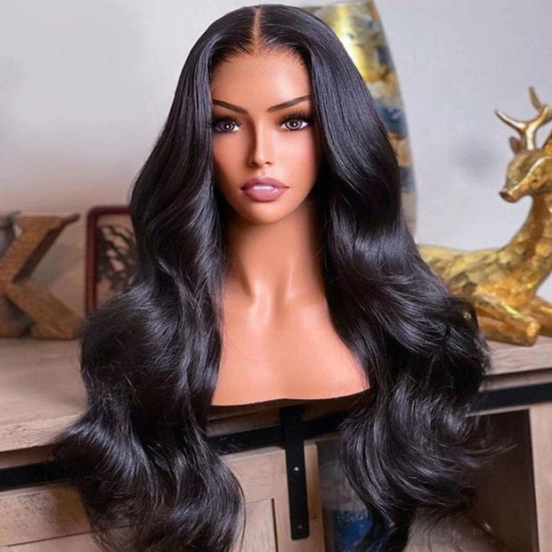 4x4 Transparent Lace Body Wave Wig Closure 100 Human Remy Hair Middle Part Wig