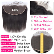 13x6 HD Lace Frontal Straight high defination lace high quality Human hair