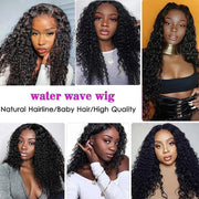 4x4 Transparent Lace Water Wave Wig Closure Human Hair Wig