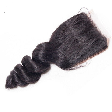 Ustar 100% Human Hair 4X4 Free Part CLOSURE Loose Bouncy