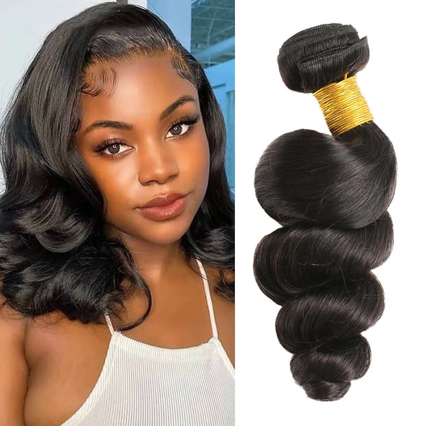 Affordable Hair Loose bounce Wave 100 human hair 10-20 Inches natural black 1 bundle