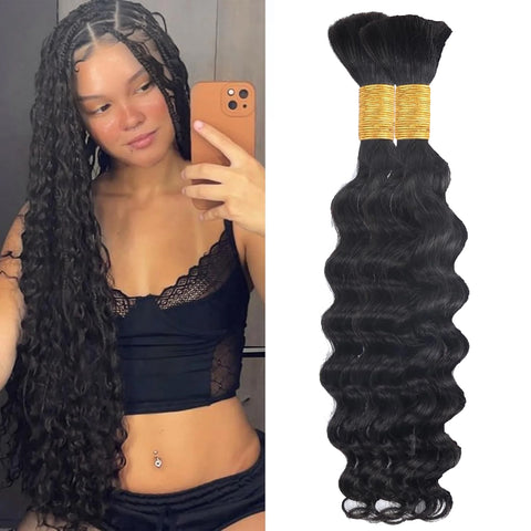 Natural color Human BOHO Braiding Hair Loose Deep Bulk hair Best Quality Mink hair extensions 100g/bundle