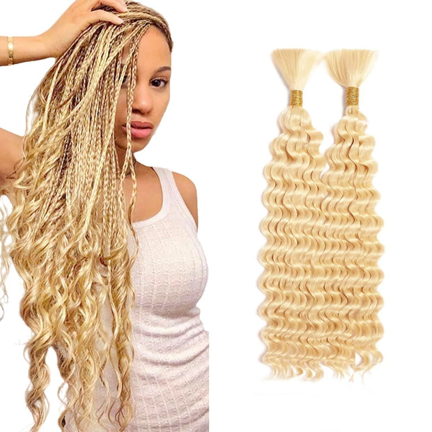 Human Braiding Hair Deep Wave 2 bundle 100g Color Blonde (613#)