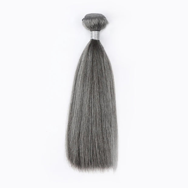 Salt Pepper Straight Human Hair blended Bundles COLOR #51 gray hair bundle