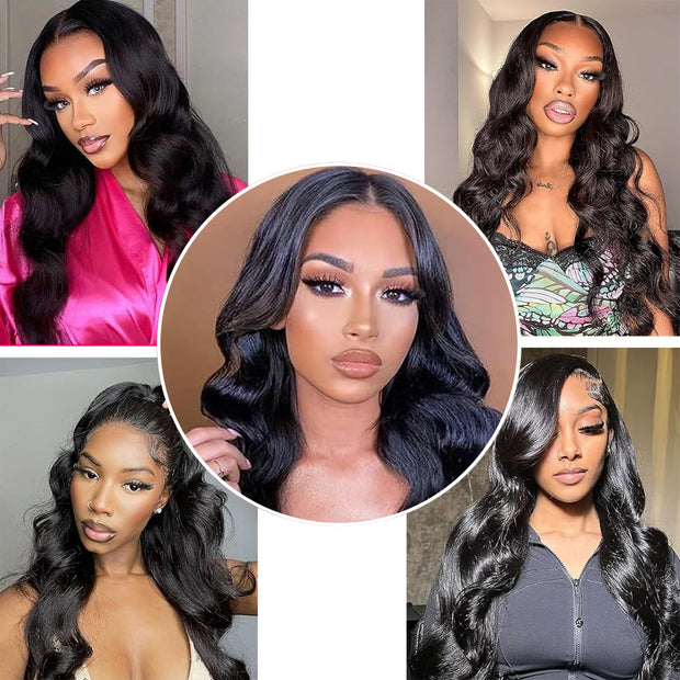 5x5 HD Lace Closure Wig Body Wave Human Hair Jet Black