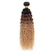 Ombre Black & Brown & Blonde (1B/4/27) Jerry Curl 100% Virgin Hair