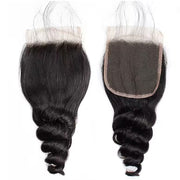 4x4 Lace Transparent Lace Closure Loose Wave Virgin Natural Human Hair