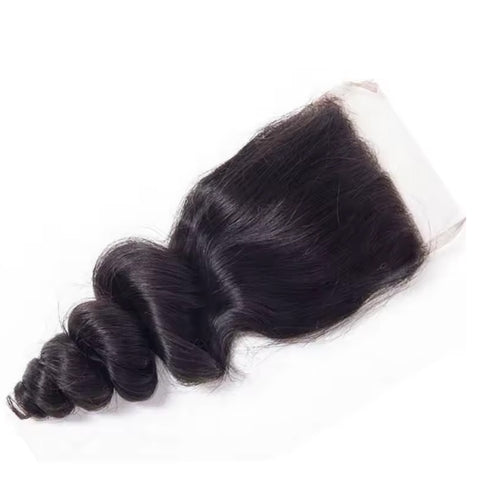 4x4 Lace Transparent Lace Closure Loose Wave Virgin Natural Human Hair
