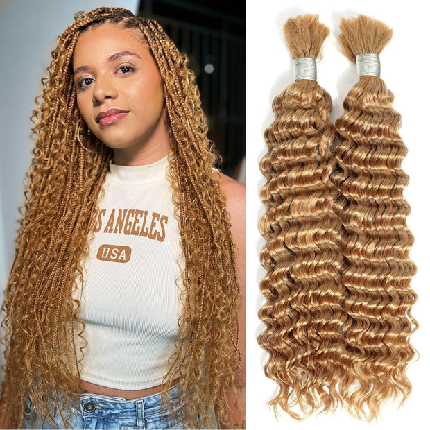 Ustar Basics Color Natural Black, Dark Brown(2#), Honey Blond(#27) Human Braiding Hair deep Wave Bulk 100 human Mink Hair 100g/bundle 18-22 inch