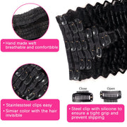 Clip in Mink Hair Extensions 100 Human Hair, 7pcs Natural Black Deep Wave