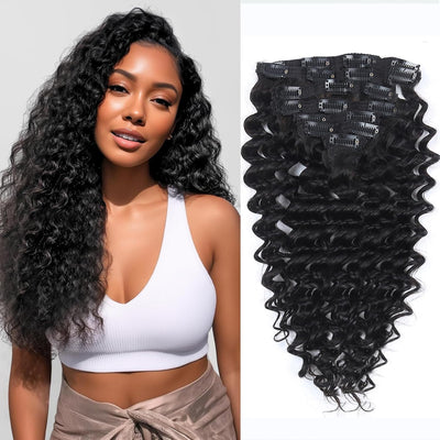 Clip In Premium Hair Extensions Deep Wave High Quality 100 Human Hair
