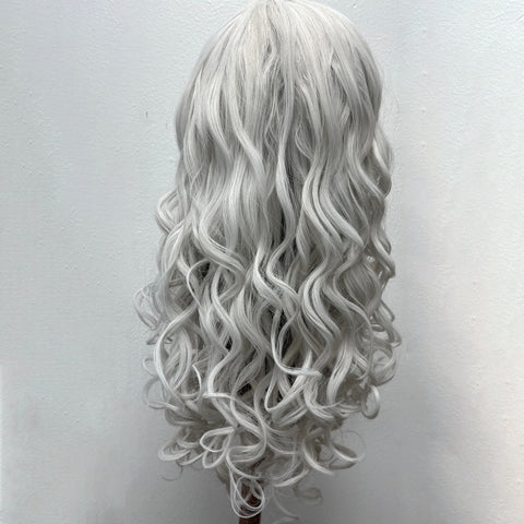 Halloween Wig  Black & White，Synthetic Cosplay Costume Halloween Wigs, Wear and Go wig