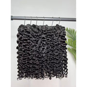 Burmese Curly Human Hair Bundles #1B Natural Color and 5x5 Transparent Closure For Women