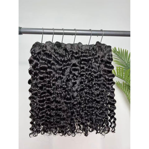 Burmese Curly Human Hair Bundles #1B Natural Color and 5x5 Transparent Closure For Women