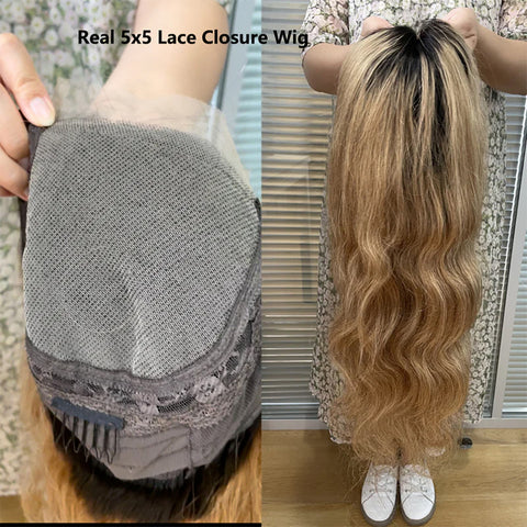 1B/27 Ombre Body Wave 4x4 Lace Closure Wigs