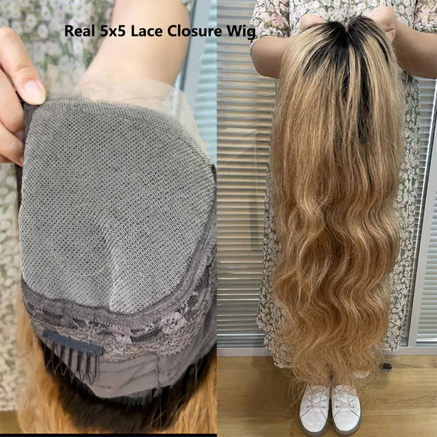 1B/27 Ombre Body Wave 4x4 Lace Closure Wigs