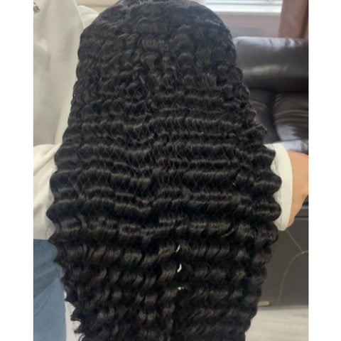13x4HD Lace Deep Wave Wig Frontal 100 Human Virgin Mink Hair Natural Black