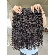 Burmese Curly Human Hair Bundles #1B Natural Color and 5x5 Transparent Closure For Women