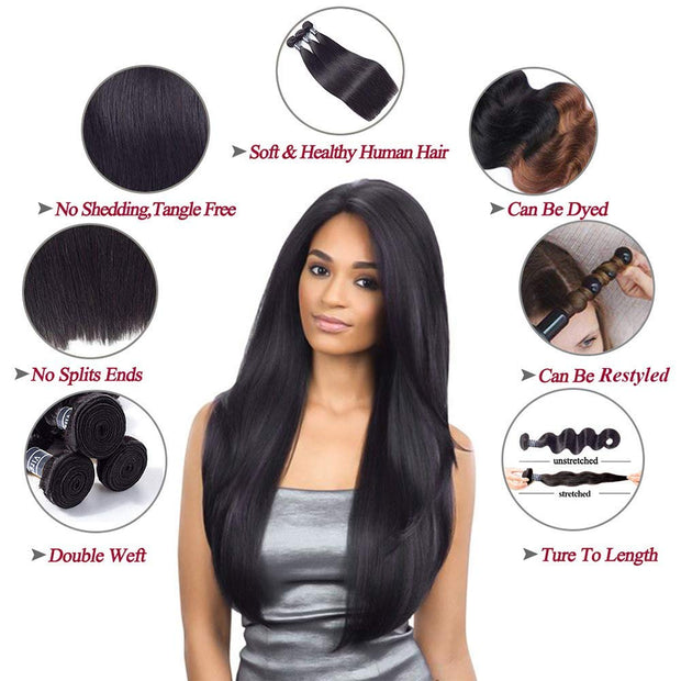 One length Unprocessed Straight RAW Hair Black