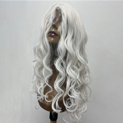 Halloween Wig  Black & White，Synthetic Cosplay Costume Halloween Wigs, Wear and Go wig
