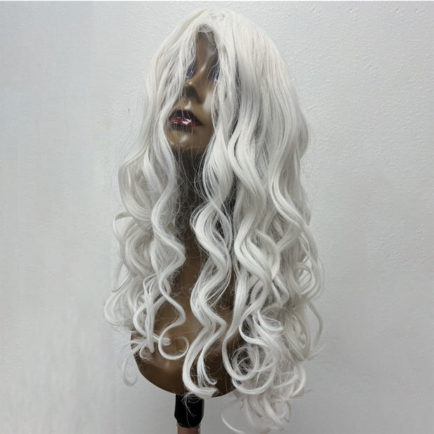 Halloween Wig  Black & White，Synthetic Cosplay Costume Halloween Wigs, Wear and Go wig