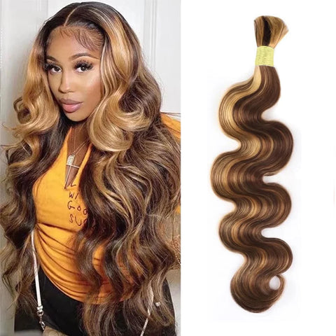 Human Braiding Hair Body Wave Bulkhair extensions 100g/bundle Color 4P27