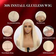 Wear Go Glueless Wig Pre-Cut 13*4 HD Lace Human Hair 613 Blonde