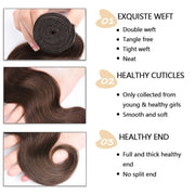 Medium Brown #4 Body Wave 100 Human Hair wave hair extension