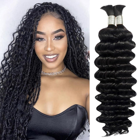 Ustar Basics Color Natural Black Human Braiding Hair deep Wave Bulk 100 human Mink Hair 100g/bundle 18-22 inch