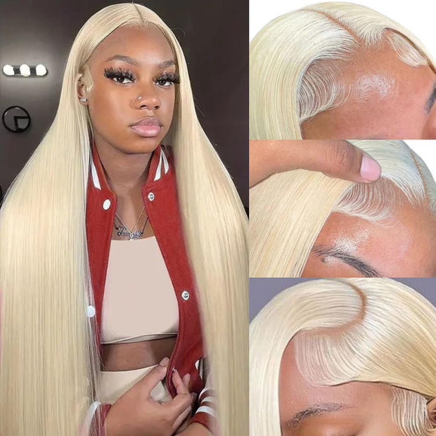 Transparent Lace 13x4 Frontal Wig Color Blonde(613) Straight 100 Human Hair