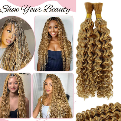 Color #27 Human Braiding Hair Bulk 100g Water Wave human Mink Hair 100g/bundle 20inch, 22inch (Copy)