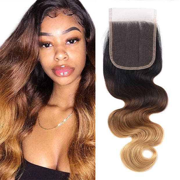 4X4 Lace Closure Body Wave Ombre (1B427) 100% Human Hair Closure