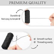 Weaving Needle Combo Deal Black Thread with 10pcs Needle for Making Wig Sewing Hair Weft Hair Weave Extension, Big Medium and Small C J Shape Curved Needle I Needle (3 Thread Black + 9 Needle)