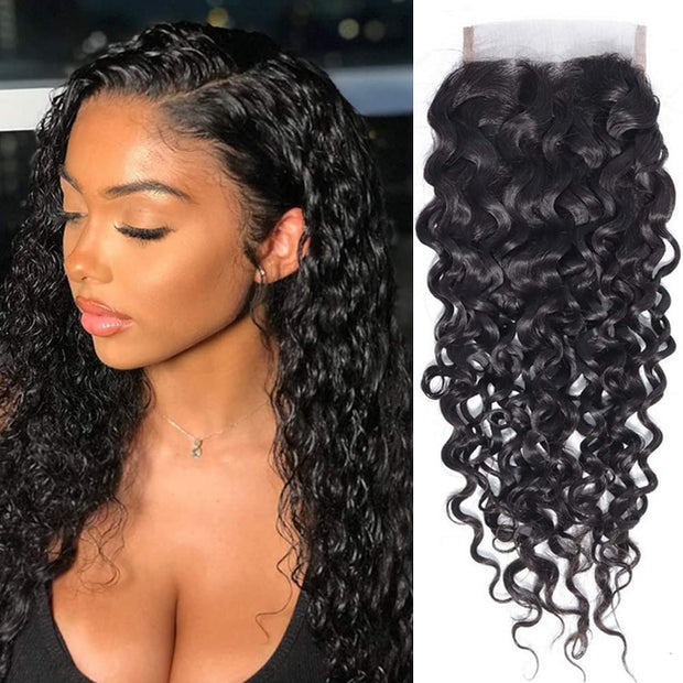 4x4 Lace Transparent Lace Closure Natural Wave Virgin Natural Human Hair