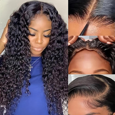 5x5HD Lace Wear to Go Glueless Wig Water Wave Pre-Cut Lace Closure  Wig 100 Virgin Human Hair Natural Color Swiss Lace / Skin-melt Lace / Invisible Lace