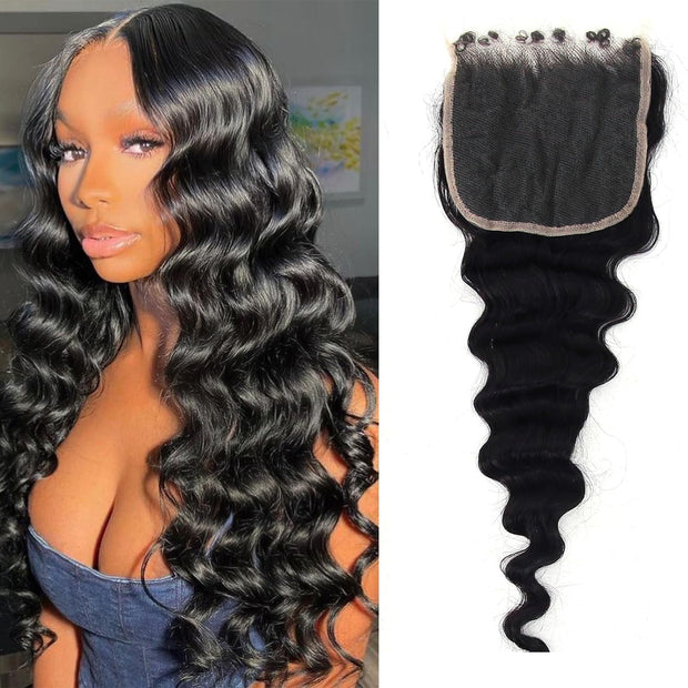 6x6HD Closure Natural Black High Quality Human Hair Straight, Body Wave, Deep Wave,Loose Wave