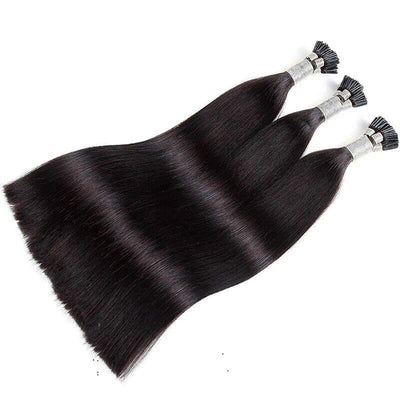 I-tip Double Drawn Hair extensions Natural Black Straight