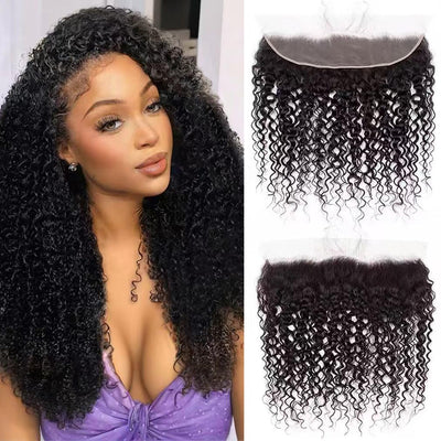 13x4 Transparent Lace Frontal Jerry Curl Bleached Knots Brazilian Hair